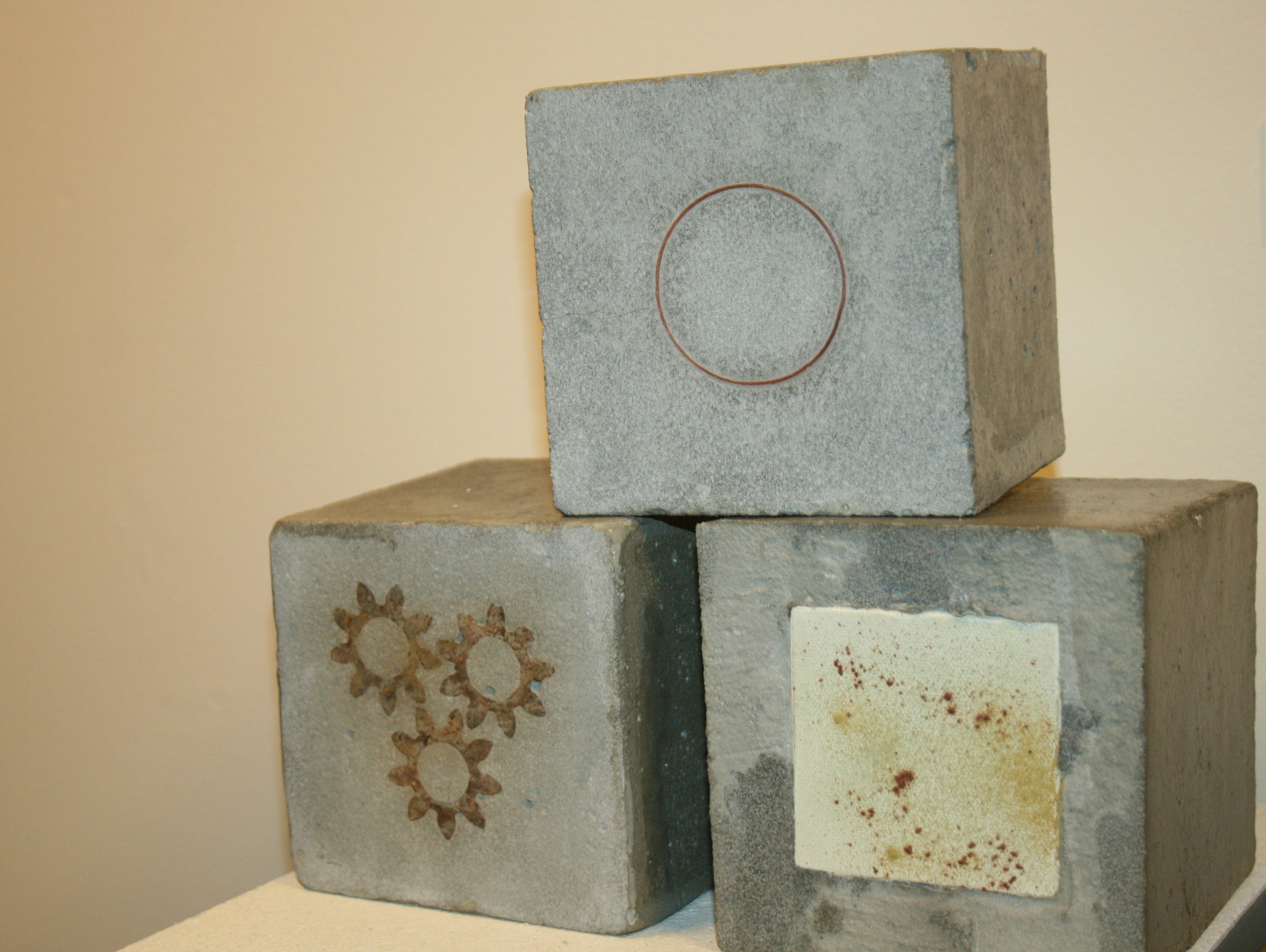 Inlay block concrete sculptures