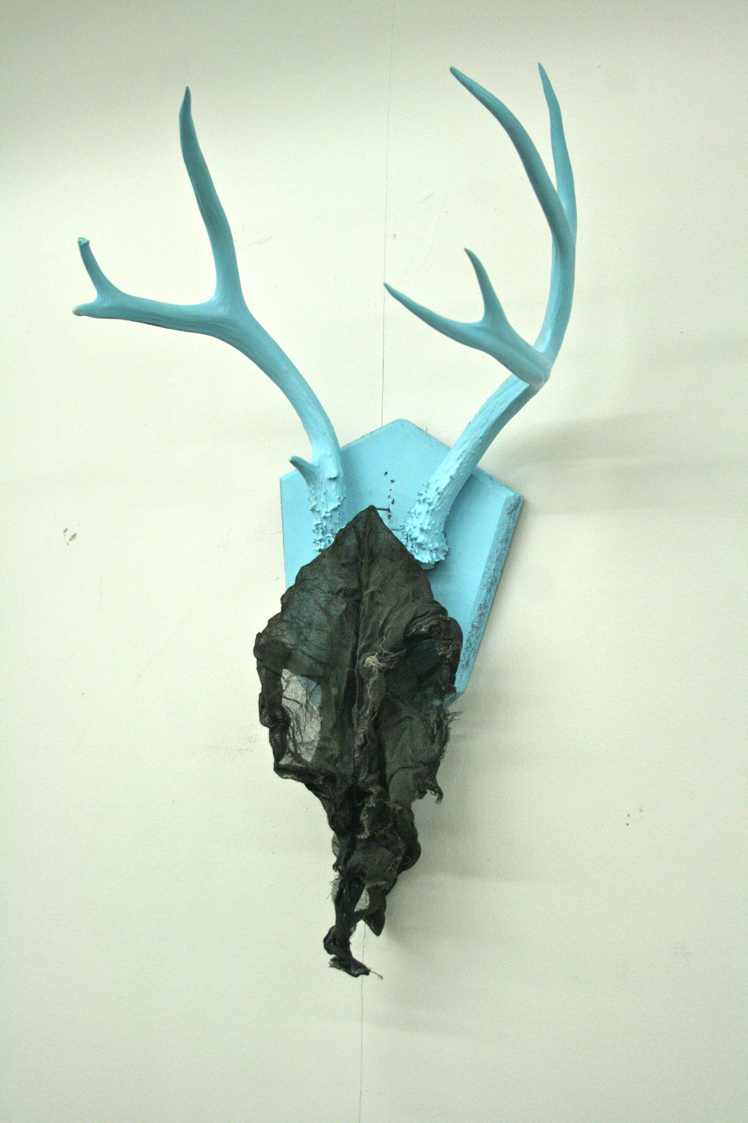 Deer head made with rag wall sculpture