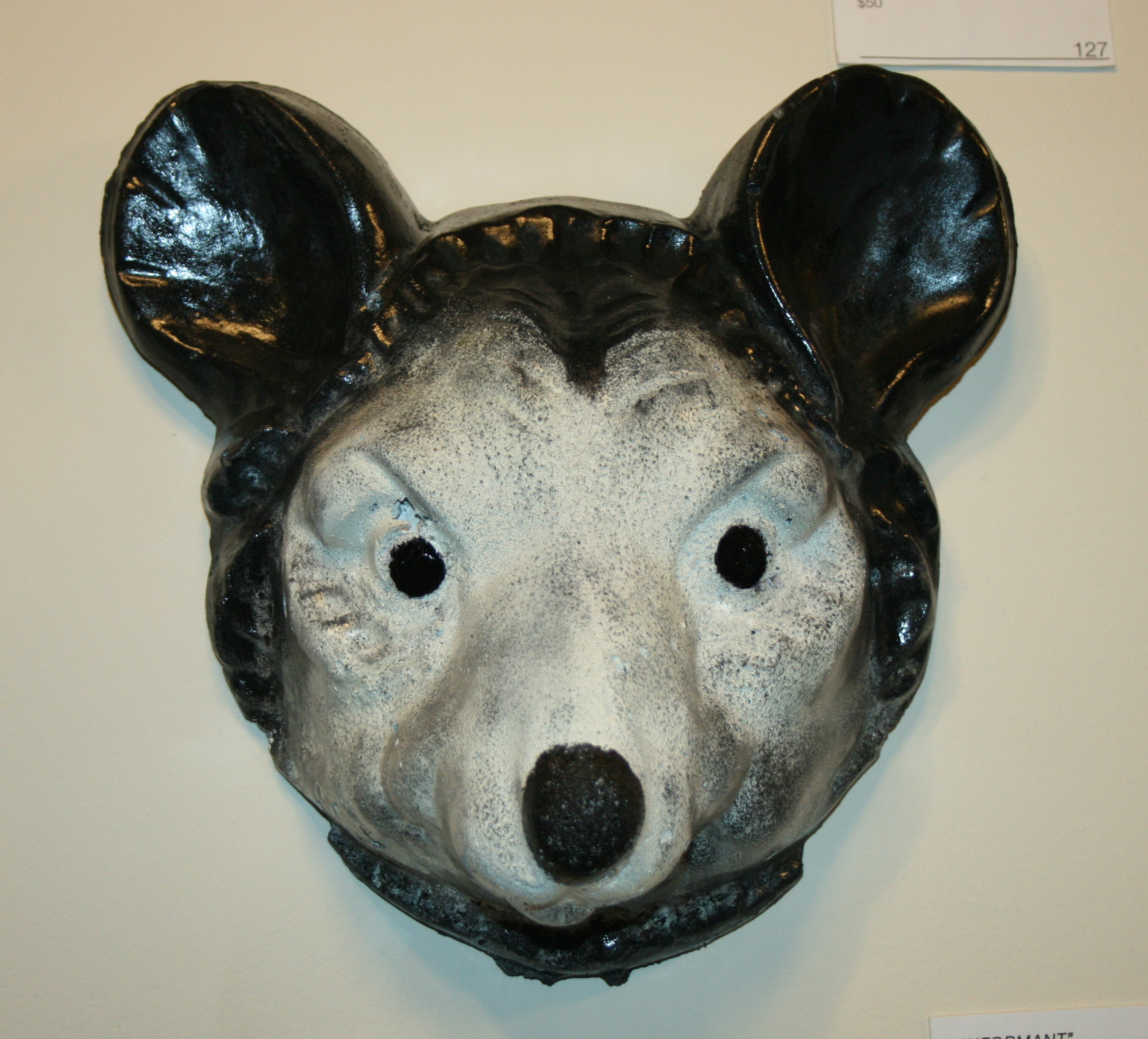 Mickey mouse rat concrete wall sculpture