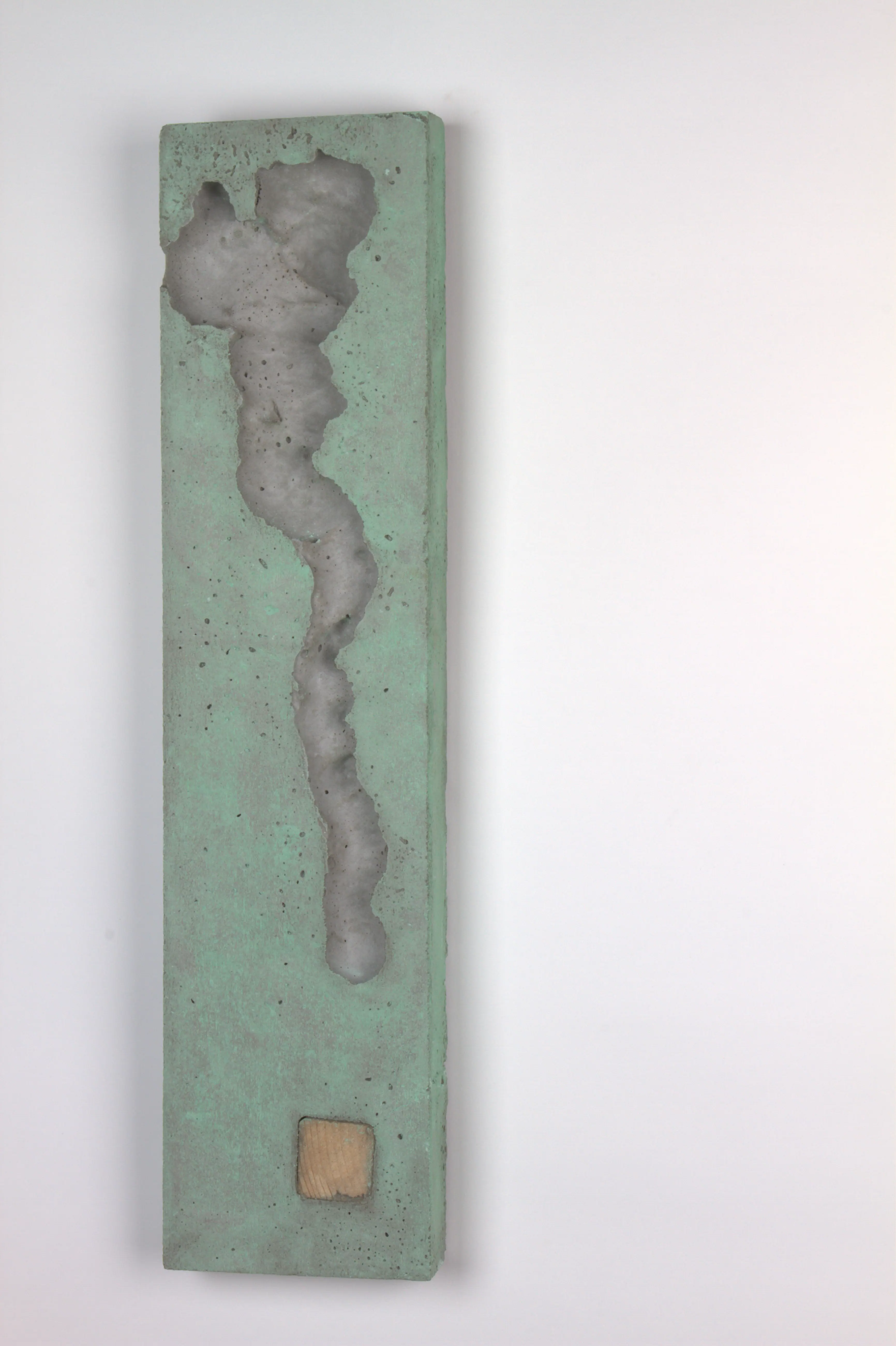 Inlay green and gray concrete wall sculpture